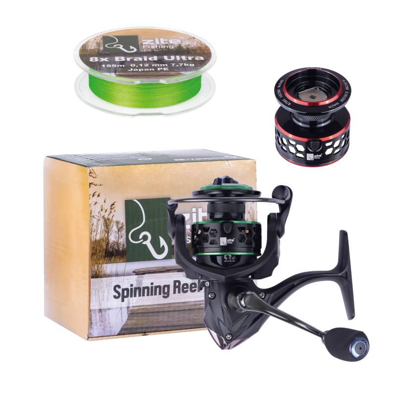 Zite Fishing Angel-Set Spinnrolle 3000 7+1 BB & 8x geflochtene Japanschnur Zander 0,12 mm Zite Fishing Angel-Set Spinnrolle 3000 7+1 BB & 8x geflochtene Japanschnur Zander 0,12 mm