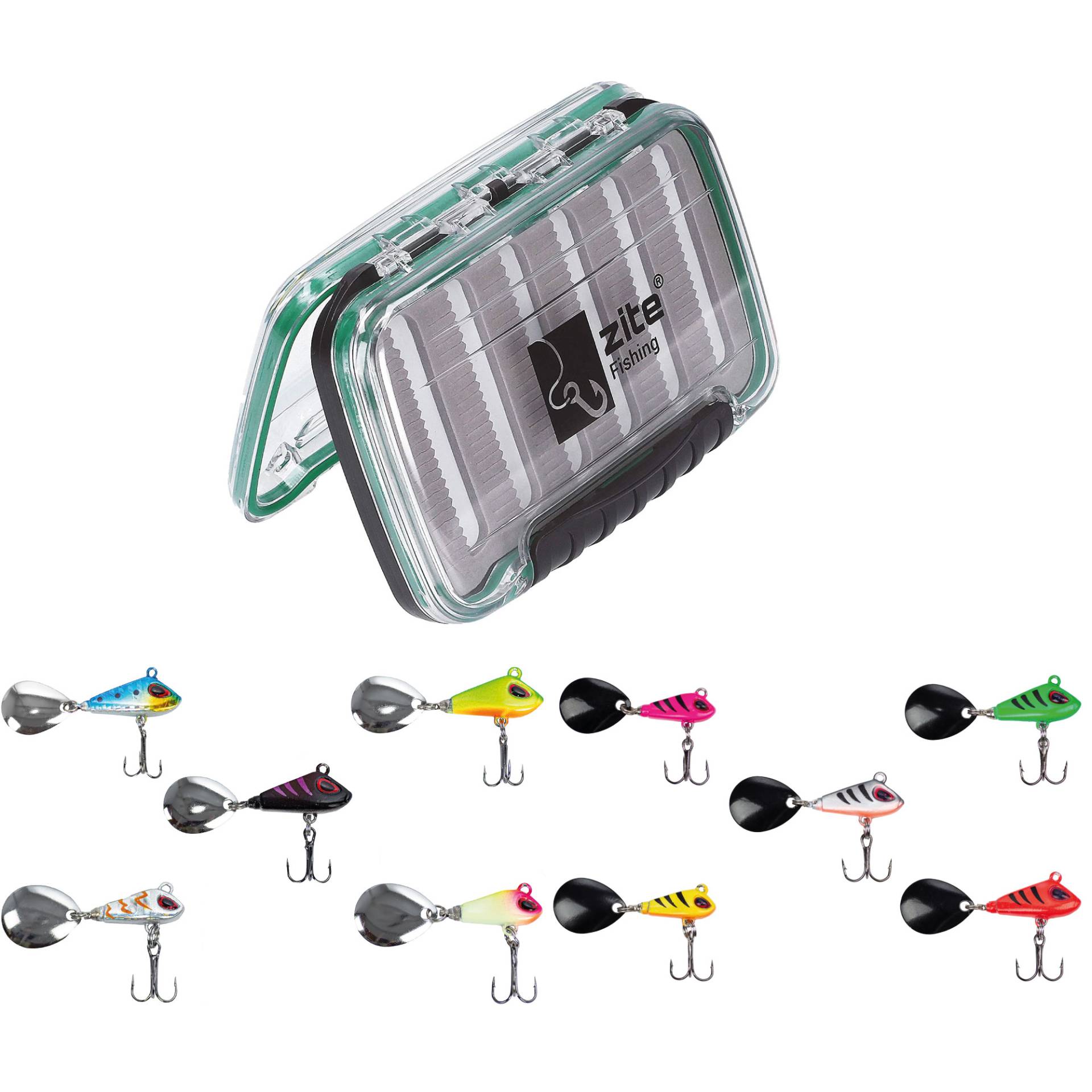 Zite Fishing Barsch-Jigspinner Set mit passender Köderbox