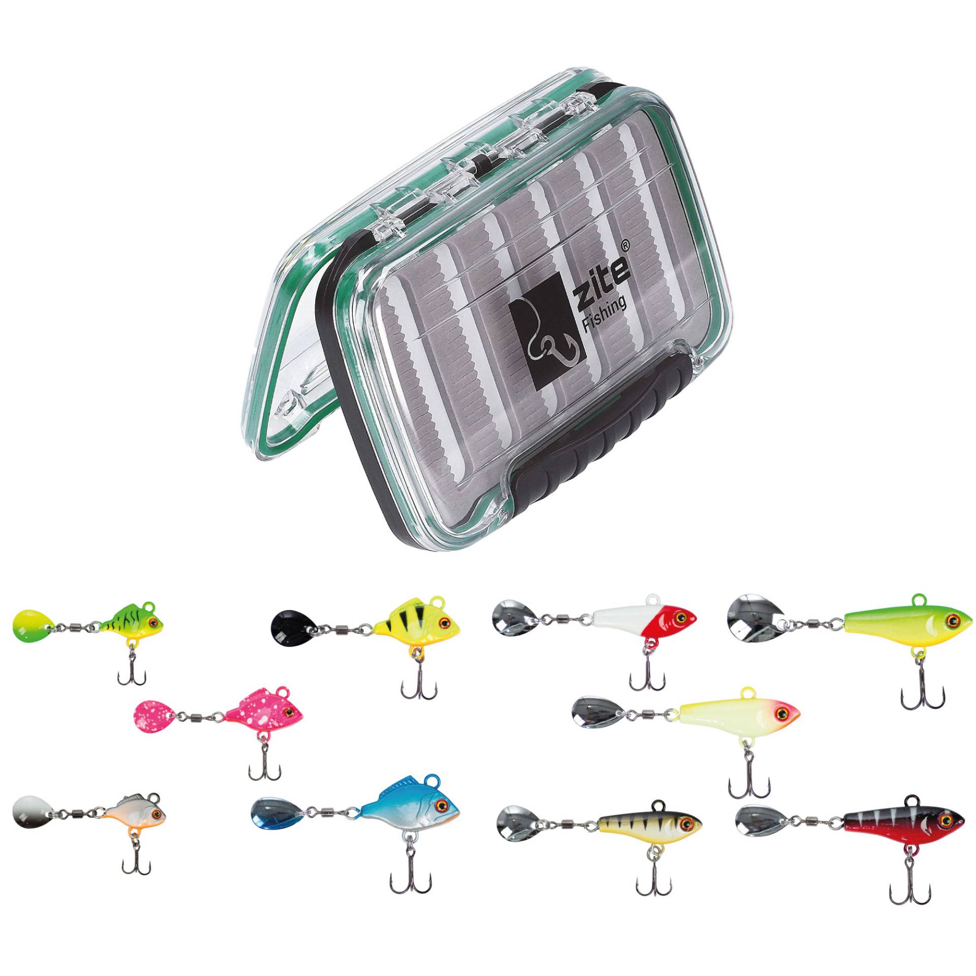 Zite Fishing Bleikopf-Jigspinner Sortiment mit passender Köderbox