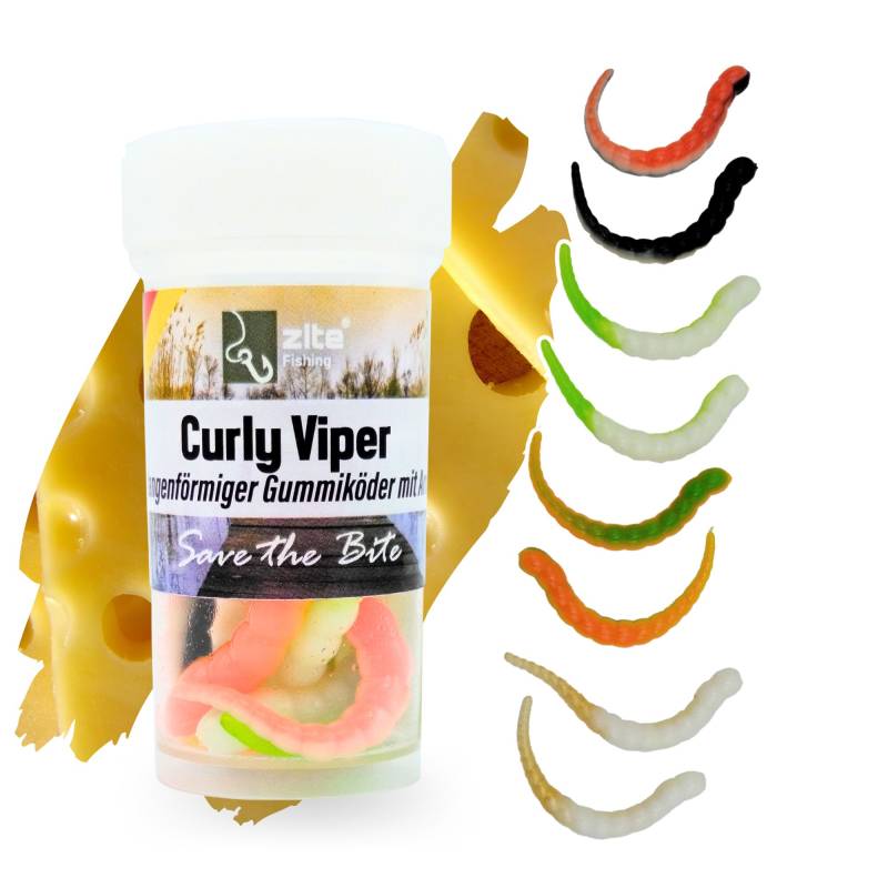 Zite Fishing Curly Viper Schock Mix Käse 6,5 cm Gummiköder für Forellen 8 Stück Zite Fishing Curly Viper Schock Mix Käse 6,5 cm Gummiköder für Forellen 8 Stück