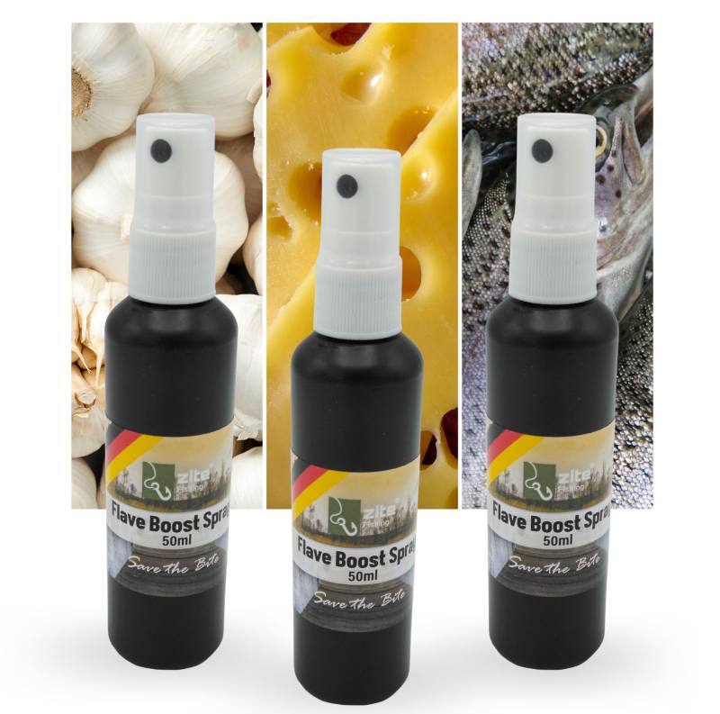 Zite Fishing Flave Boost Spray 3x50 ml Set Knoblauch, Käse, Fisch
