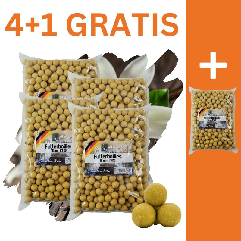 Zite Fishing Futterboilies Vanille weiß 18 mm 5x 3 kg 4+1 GRATIS Zite Fishing Futterboilies Vanille weiß 18 mm 5x 3 kg 4+1 GRATIS