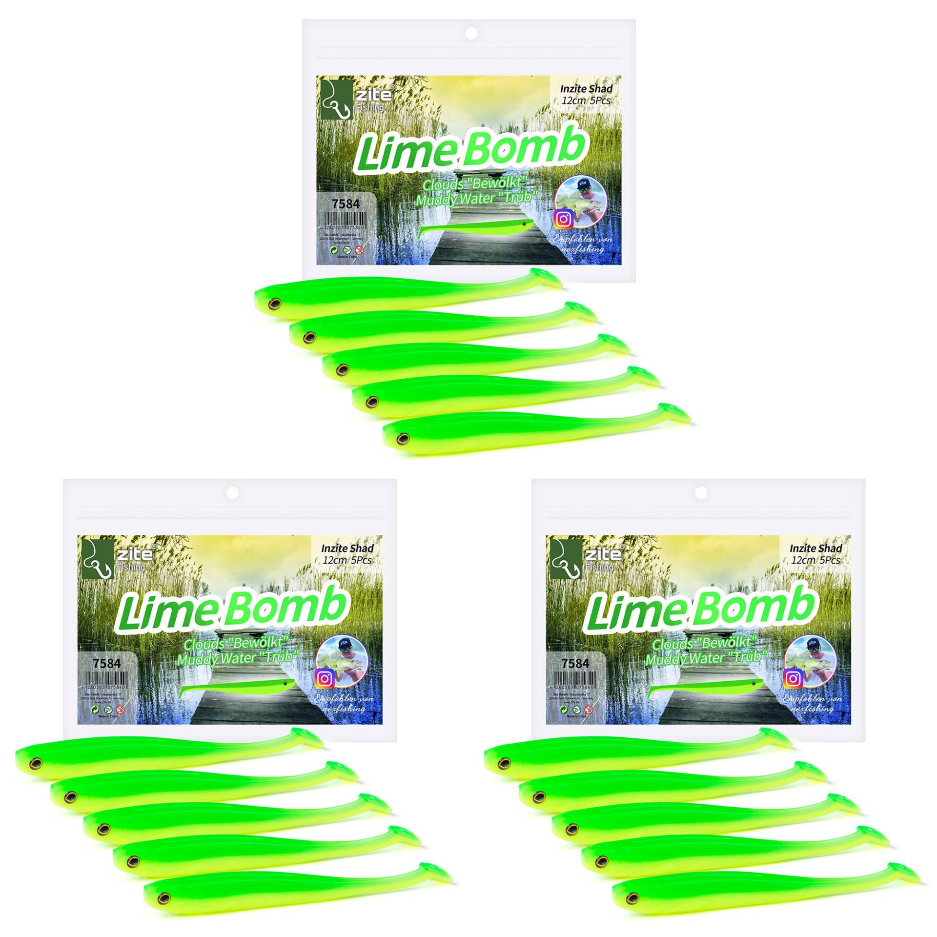 Zite Fishing Gummifisch lime bomb 15 Stück