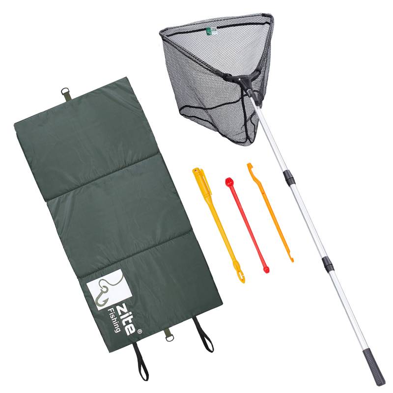 Zite Fishing Kescher 2,10 m + Abhakmatte 100 x 60 cm + Hakenlöser 3 Stück