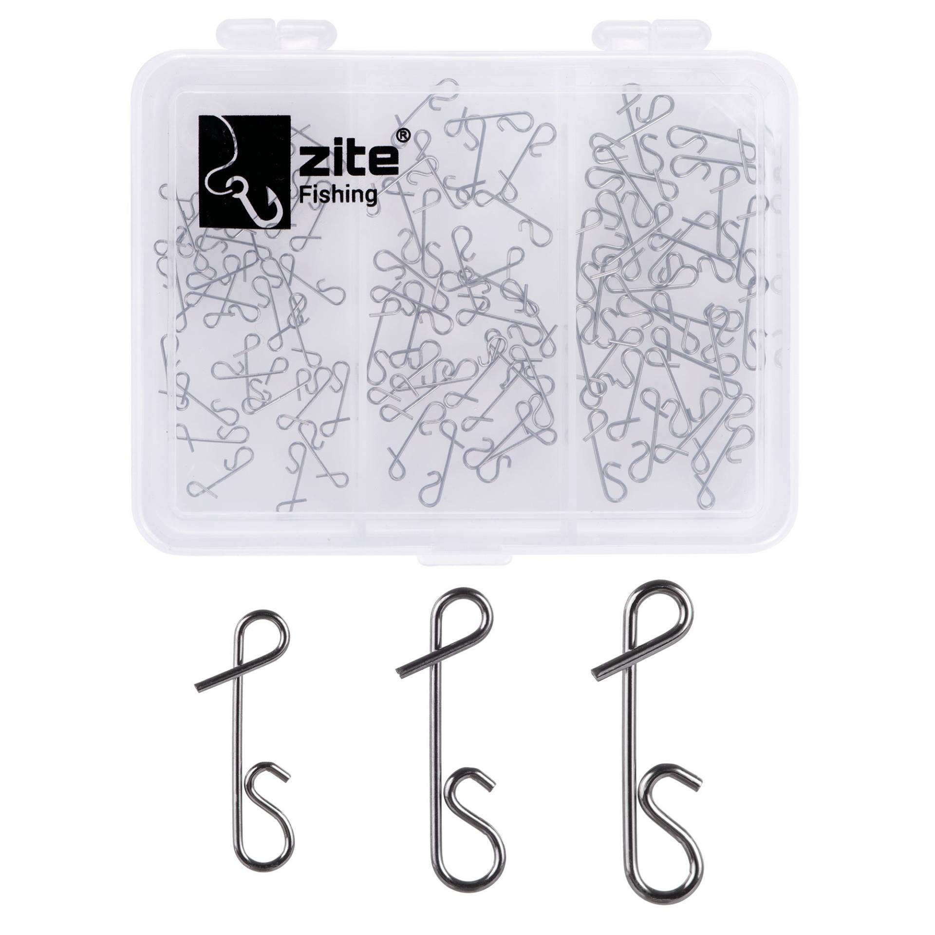 Zite Fishing Knotenlos Verbinder Set 90 tlg. Angelzubehör Größen S,M,L No-Knot-Connecter in Box