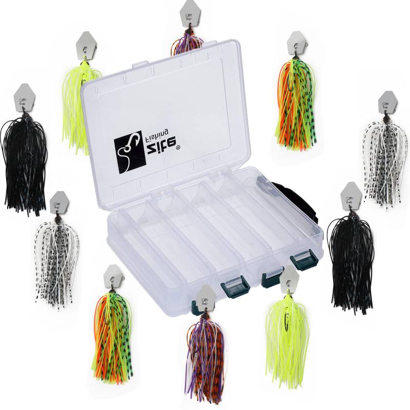 Zite Fishing Köderbox + Bladed Jigs Chatter Jigheads 3,5-16 g