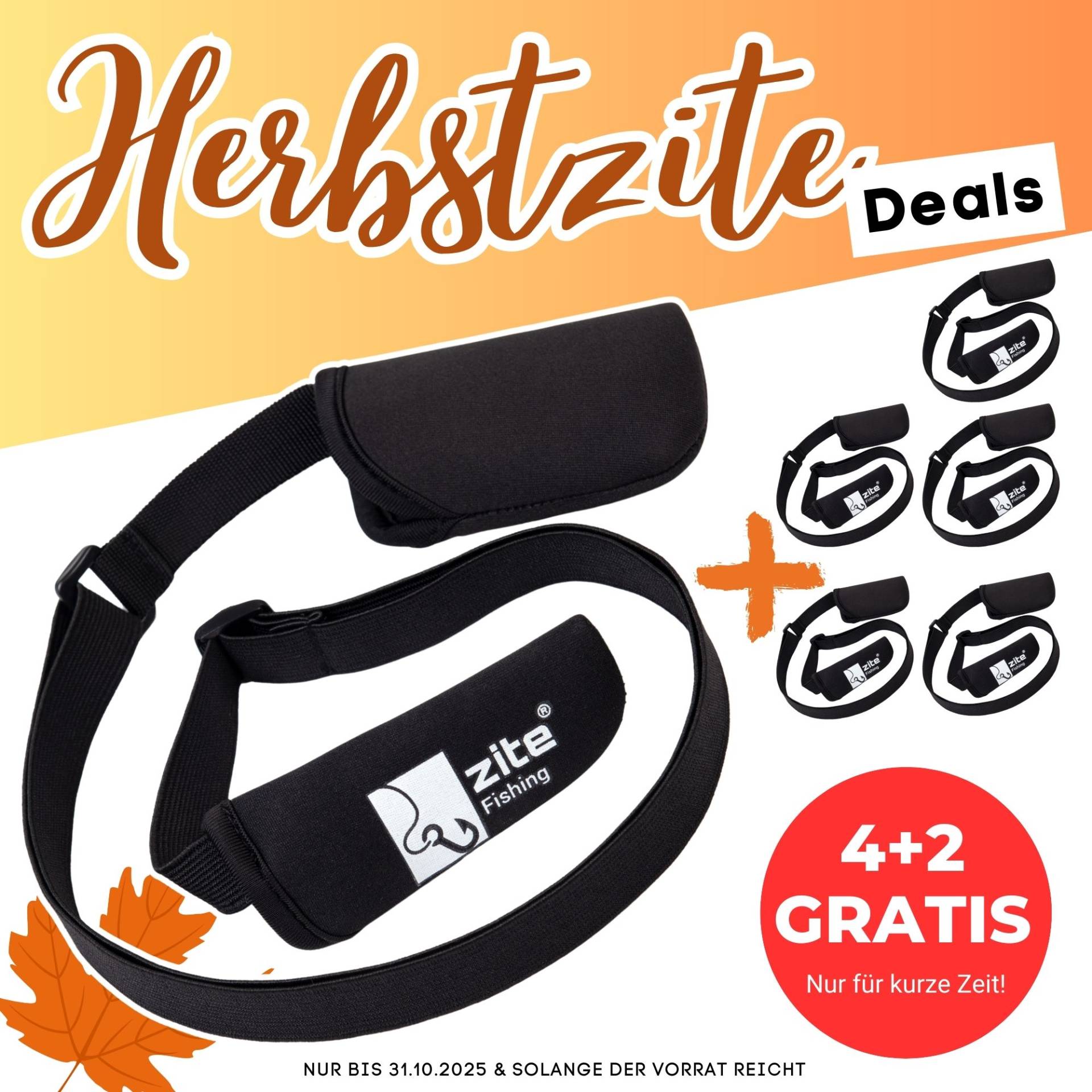 Zite Fishing Rutenschutz Verstellbar 4+2 Set Rutenkappen für Griff & Spitze Angelrutenschoner aus Neopren