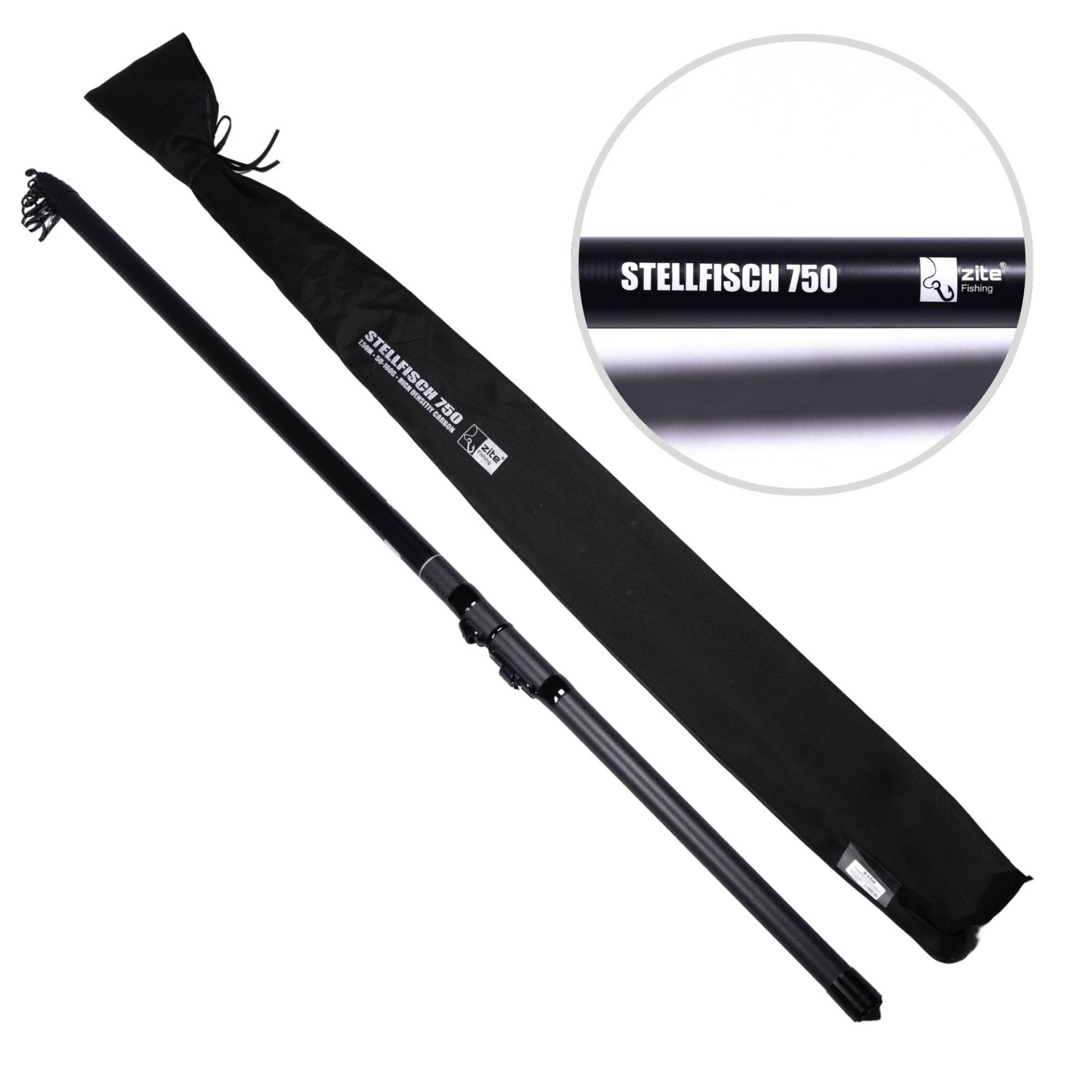 Stellfischrute 750cm 50-160g Teleskoprute Hecht Zander Angeln 8-teilig Zite Fishing