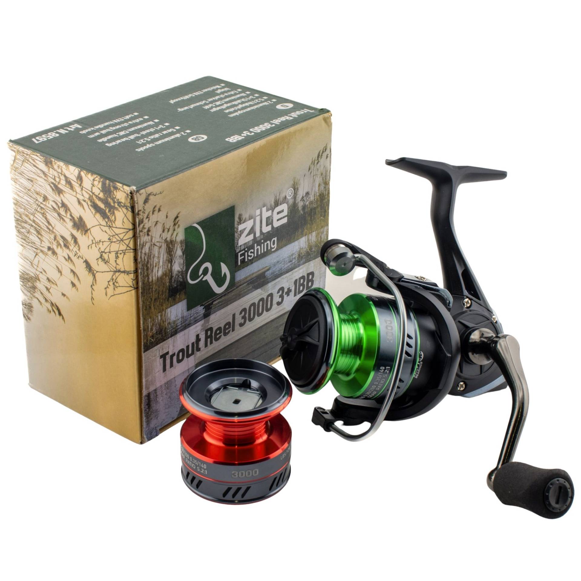 Zite Fishing Trout Reel 3000 Forellenrolle 3+1 Kugellager 2 Aluminiumspulen Angelrolle für Forellenangeln