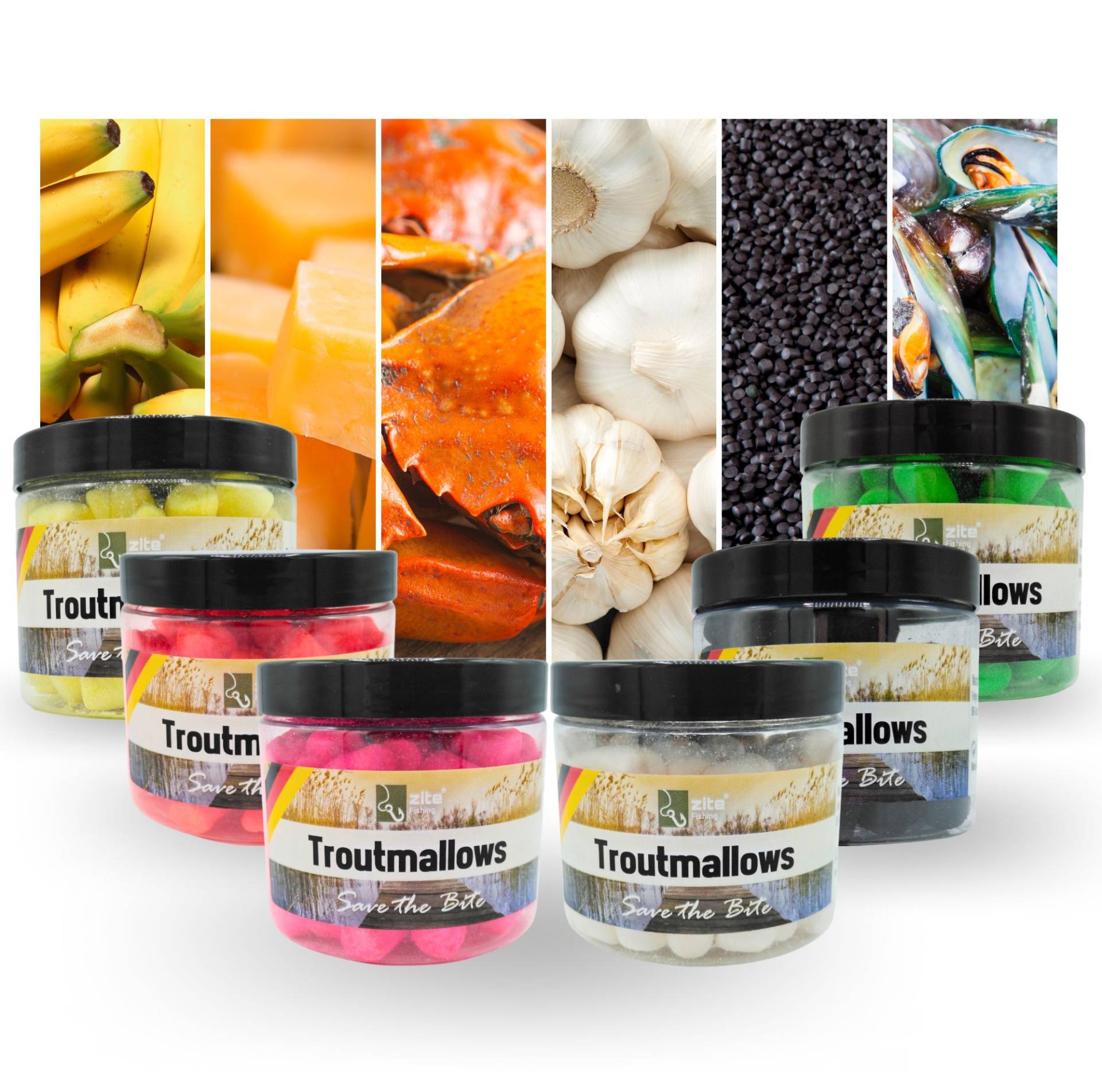 Zite Fishing Troutmallows Forellenköder Bundle - 6x 40g Set Marshmallow-Angelköder für Forellenangeln