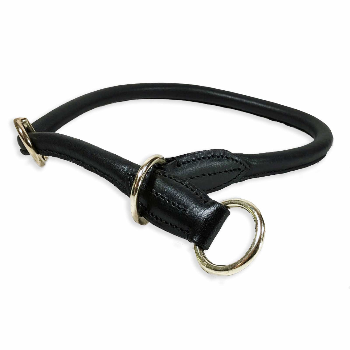 Zugstopp Halsband aus Nappa-Leder schwarz rundgen?ht L-M