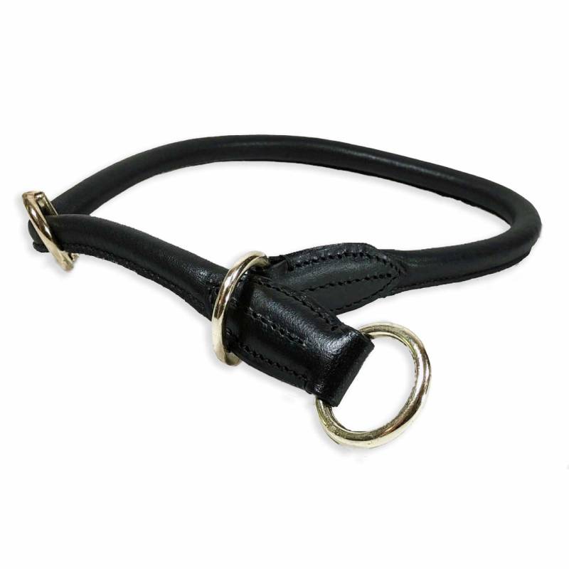 Zugstopp Halsband aus Nappa-Leder schwarz rundgen?ht M-S