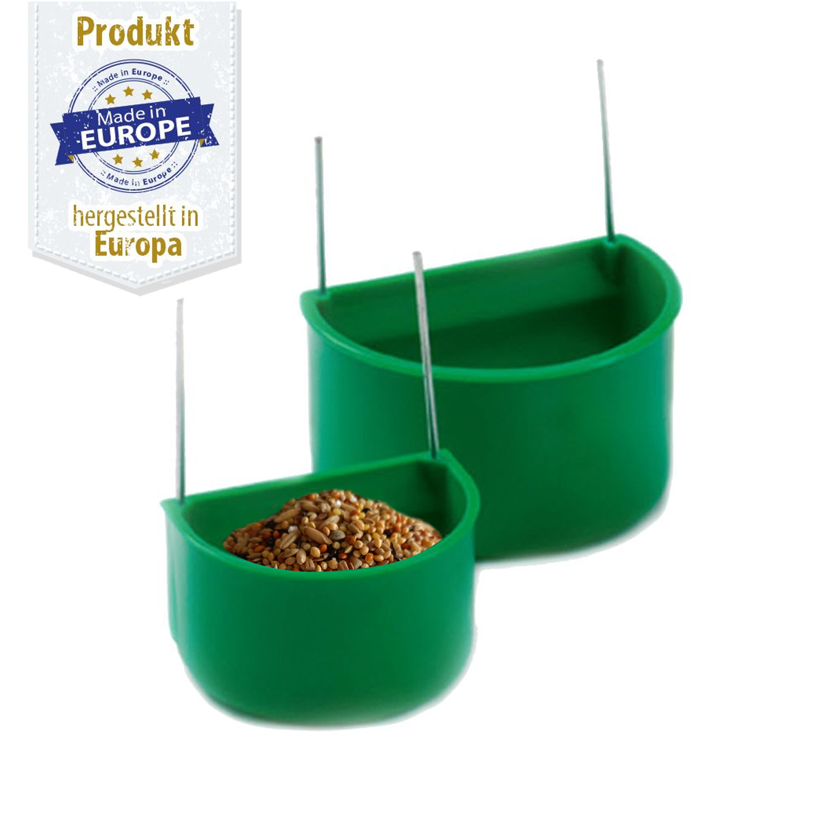 duvo plus - Kunststoff-Näpfe für Vögel mit Drahtbefestigung - 5 x 5 x 3 cm - 75 ml