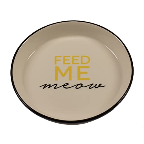 duvoplus, Feed Me Meow Futternapf Ø 13,8 cm – 180 ml schwarz, glasierte Keramik, hochwertig, robust und stabil, für Nassfutter, Trockenfutter und Wasser, spülmaschinenfest von Duvoplus
