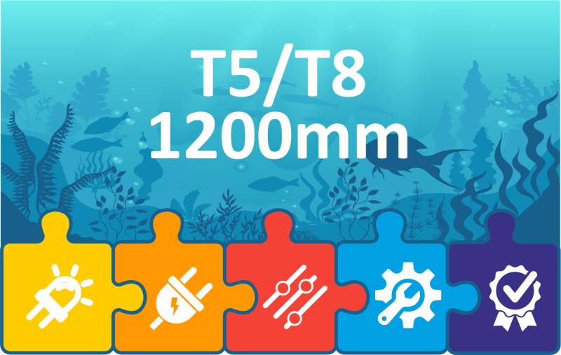 eco+ LED Ersatz T5/T8 Röhren 1200mm Aquarium Beleuchtung | Komplett-Set
