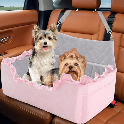 Hundeautositz für große und mittelgroße Hunde unter 25 kg, Hundeerhöhung für 2 kleine Hunde, abnehmbares, waschbares Haustier-Reisebett mit dickem Memory-Schaumkissen, Sicherheitsgurt und Hundeautositz für große und mittelgroße Hunde unter 25 kg, Hundeerhöhung für 2 kleine Hunde, abnehmbares, waschbares Haustier-Reisebett mit dickem Memory-Schaumkissen, Sicherheitsgurt und von bilypaws