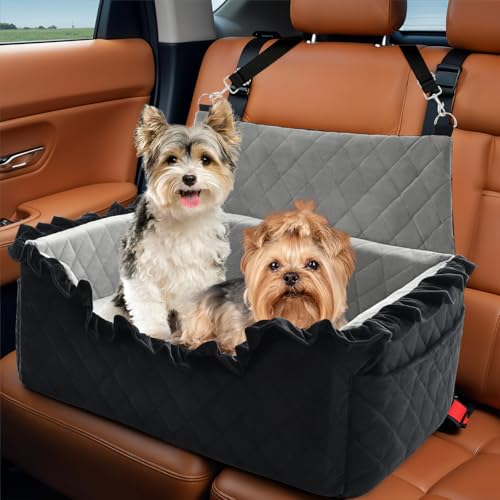 Hundeautositz für große und mittelgroße Hunde unter 25 kg, Hundeerhöhung für 2 kleine Hunde, abnehmbares, waschbares Haustier-Reisebett mit dickem Memory-Schaumkissen, Sicherheitsgurt und Hundeautositz für große und mittelgroße Hunde unter 25 kg, Hundeerhöhung für 2 kleine Hunde, abnehmbares, waschbares Haustier-Reisebett mit dickem Memory-Schaumkissen, Sicherheitsgurt und von bilypaws