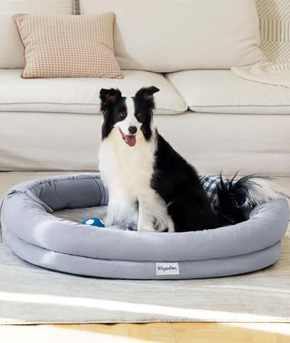 bilypaws Orthopädisches Hundebett für große Hunde, kaufestes Haustier-Sofabett mit Eierkisten-Schaumstoff, 4-seitige Nackenrolle, abnehmbarer, waschbarer Bezug und rutschfester Unterseite, Größe XL, bilypaws Orthopädisches Hundebett für große Hunde, kaufestes Haustier-Sofabett mit Eierkisten-Schaumstoff, 4-seitige Nackenrolle, abnehmbarer, waschbarer Bezug und rutschfester Unterseite, Größe XL, von bilypaws