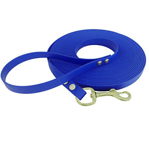 Schleppleine 9mm aus Beta BioThane® 20 Meter lang in Dunkelblau mit Handschlaufe und Messingkarabiner von bio-leine