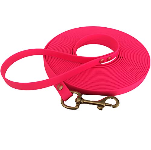 Schleppleine 9mm aus Beta BioThane® 7,5 Meter lang in Neonpink mit Handschlaufe und Messingkarabiner von bio-leine