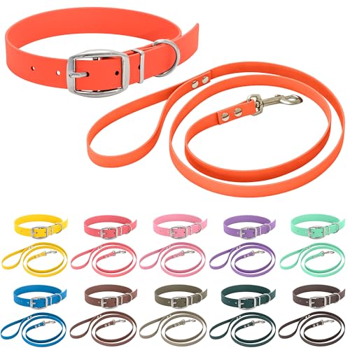 bio-leine Biothane Halsband und Leine Set für kleine & große Hunde I 12-19mm I 1,25-3m lang, gummierte Führleine Hundehalsband Hundeleine - über 30 Farben von bio-leine