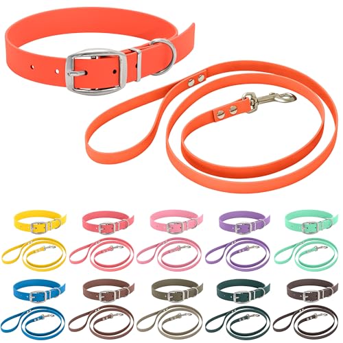 bio-leine Biothane Halsband und Leine Set für kleine & große Hunde I 12-19mm I 1,25-3m lang, gummierte Führleine Hundehalsband Hundeleine - über 30 Farben von bio-leine