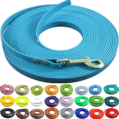 bio-leine leichte 9mm Biothane Schleppleine ohne Handschlaufe - 3 bis 25m I für kleine Hunde, 25m in Babyblau I schmutzabweisende & Wasserabweisende Hundeleine Leine bio-leine leichte 9mm Biothane Schleppleine ohne Handschlaufe - 3 bis 25m I für kleine Hunde, 25m in Babyblau I schmutzabweisende & Wasserabweisende Hundeleine Leine von bio-leine