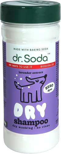 Trockenes Hundeshampoo für leichte Reinigung und Geruchsneutralisierung 350g - Hundeshampoo, ohne Farb- und Duftstoffe, hergestellt mit Backpulver, ph ausgeglichen. Von Soda™. von dr.Soda