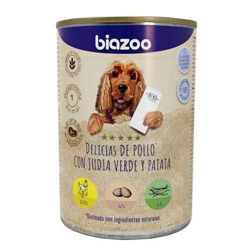BIAZOO Premium Nassfutter für Hunde, Hühnerleckereien mit grünen Bohnen und Kartoffeln 395 g, komplettes Tierfutter. von biozoo