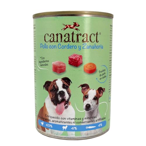 Canatract Nassfutter für Hunde, Hähnchenpastete mit Lamm und Karotte, 400 g, komplettes Tierfutter von biozoo