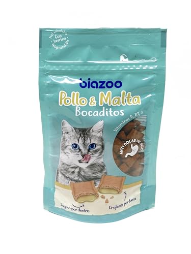 Packung mit 10 Beuteln, Hühnchen und Malz für Katzen, 60 g von biozoo
