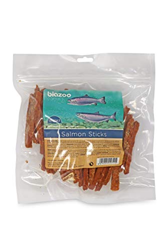 Biazoo Trockener Lachsstreifen, 500 g, Hundesnack, geeignet für alle Rassen und Größen, sehr unterschiedlich und mit hohem Proteingehalt von biozoo