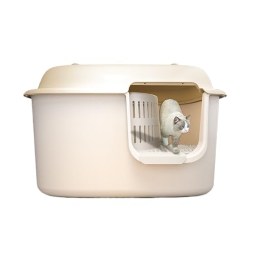 Katzentoilette, Abgedeckte Katzentoilette, auslaufsichere hohe Wände und Kontrolle Katzentoilette(White) von birene