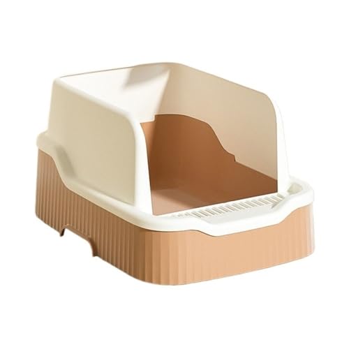 Katzentoilette, Auslaufsichere offene Katzentoilette mit Schaufel und hohen Wänden, leicht zu reinigen Katzentoilette(Brown) von birene