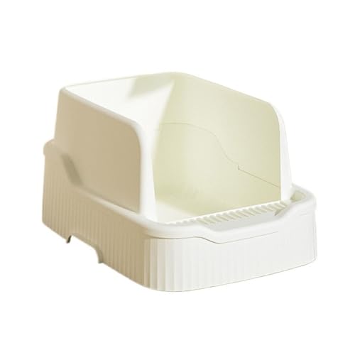 Katzentoilette, Auslaufsichere offene Katzentoilette mit Schaufel und hohen Wänden, leicht zu reinigen Katzentoilette(White) von birene