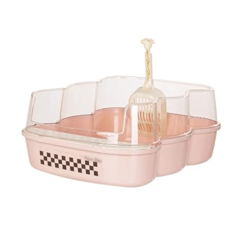 Katzentoilette, Extra große, halbgeschlossene Katzentoilette mit durchsichtiger Klappe und Schaufel, Spritzschutz Katzentoilette(Pink) von birene