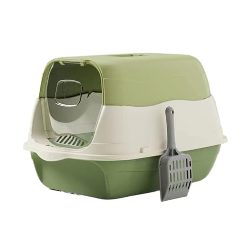 Katzentoilette, Geschlossene Katzentoilette mit Deckel und Schaufel, Kontrollablage mit Haube Katzentoilette(Green) von birene