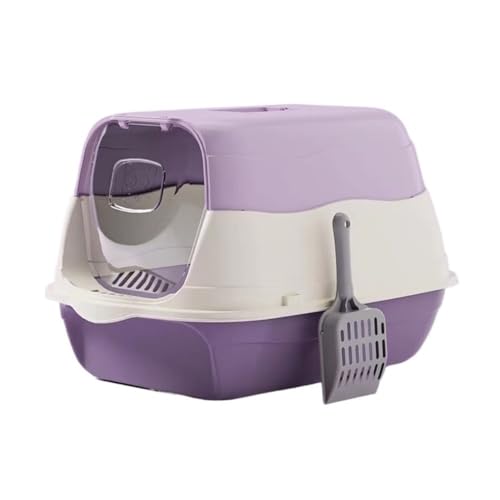 Katzentoilette, Geschlossene Katzentoilette mit Deckel und Schaufel, Kontrollablage mit Haube Katzentoilette(Purple) von birene