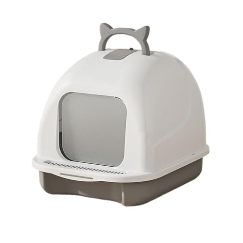 Katzentoilette, Geschlossene Katzentoilette mit Deckel und Schaufel, auslaufsicher, leicht zu reinigen, antihaftbeschichtet Katzentoilette(Gray) von birene