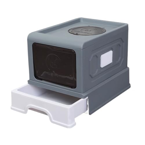 Katzentoilette, Geschlossene Katzentoilette mit Front- und Top-Einstieg, großes Schubladendesign Katzentoilette(Gray) von birene