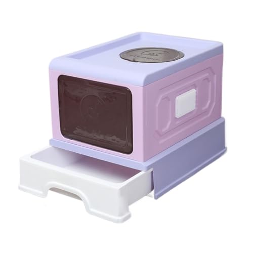 Katzentoilette, Geschlossene Katzentoilette mit Front- und Top-Einstieg, großes Schubladendesign Katzentoilette(Purple) von birene