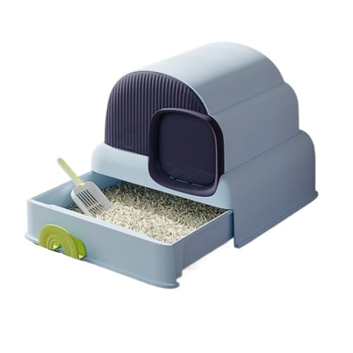 Katzentoilette, Geschlossene Katzentoilette mit Haube und Schublade, spritzwassergeschützt und leicht zu reinigen Katzentoilette(Blue) von birene