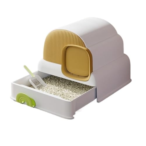Katzentoilette, Geschlossene Katzentoilette mit Haube und Schublade, spritzwassergeschützt und leicht zu reinigen Katzentoilette(White) von birene