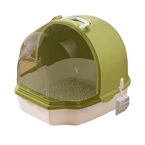 Katzentoilette, Geschlossene Katzentoilette mit Tür, große Anti-Spritz-Toilette for Katzen Katzentoilette(Green) von birene