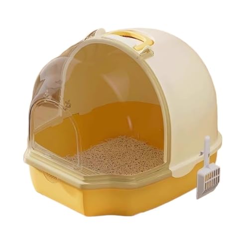 Katzentoilette, Geschlossene Katzentoilette mit Tür, große Anti-Spritz-Toilette for Katzen Katzentoilette(Yellow) von birene