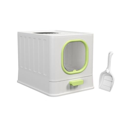 Katzentoilette, Geschlossene Katzentoilette mit Tür und Schaufel, großer Einstieg von Oben, Spritzschutz Katzentoilette(Green) von birene