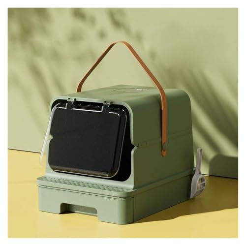 Katzentoilette, Geschlossene Katzentoilette mit Tür und Schublade, Spritzschutzdeckel, Schaufel im Lieferumfang enthalten Katzentoilette(Green) von birene