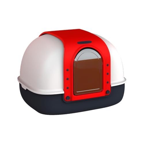 Katzentoilette, Große, abgedeckte Katzentoilette, spritzwassergeschützt und leicht zu reinigen, mit Schaufel und Matte Katzentoilette(Red) von birene