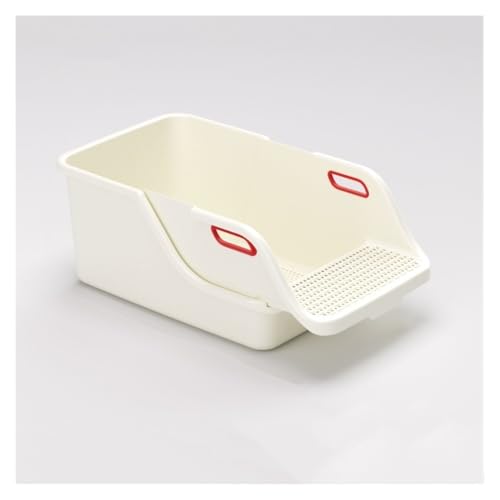 Katzentoilette, Große, offene Katzentoilette mit hohen Seitenwänden – Spritzschutz, leicht zu reinigen for alle Katzen Katzentoilette(White) von birene