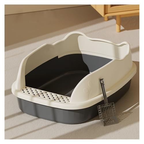 Katzentoilette, Große Katzentoilette mit Antihaftbeschichtung, hohen Seitenwänden und offener Oberseite for kleine Katzen Katzentoilette(Gray) von birene